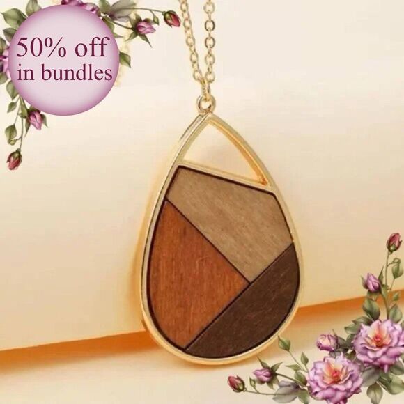 Teardrop Shaped Pendant Necklace fall vibes autumn colors harvest theme - Picture 1 of 10